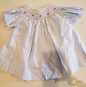 Cecil and Lou Blue Gingham Dress with Embroidery